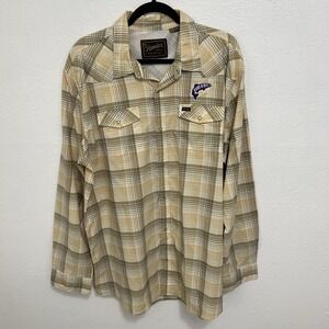 Howler Bros H Bar B Tech Long Sleeve Plaid Shirt Mens Size XL Pearl Snap Yellow